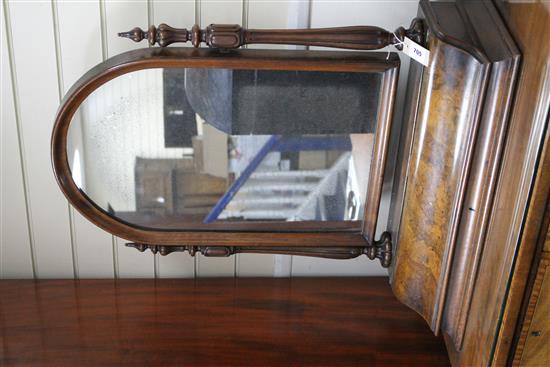 A Victorian walnut toilet mirror with hinged box base H.86cm